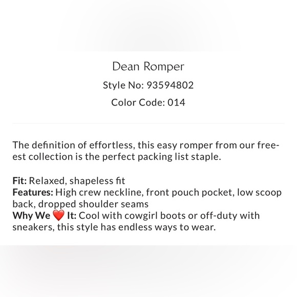 Free People Light White Dean Romper NWT Oversized Comfy Casual Beach Beauty XL - Picture 6 of 7